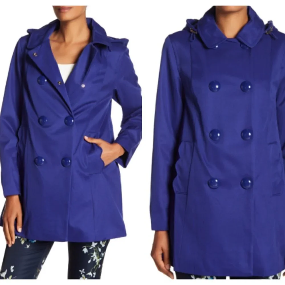 NWT Kate Spade Scallop Coat Hooded Raincoat Blue
